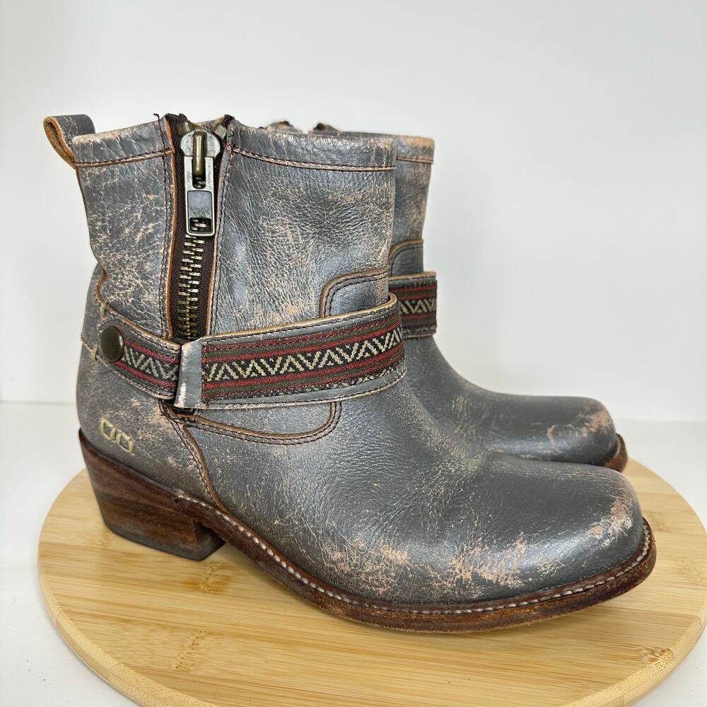 BedStu Becca Ankle Boots Lux Leather Harness Western Classic Distressed Womens 9